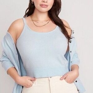 Old Navy Women's Afternoon Store Blue Cozy Cropped Sweater Tank Top M Casual